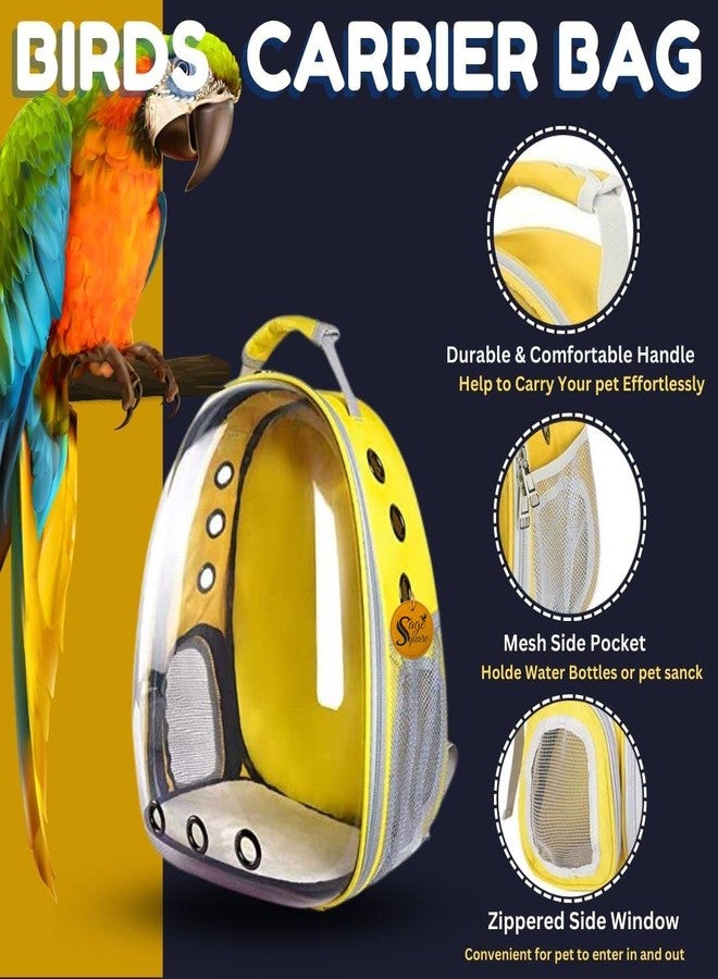 سايج سكوير حقيبة ظهر لحمل الطيور من سيج سكوير، حقيبة ظهر صغيرة لحمل الطيور الصغيرة والمتوسطة، حقيبة ظهر شفافة جيدة التهوية لحمل الحيوانات الأليفة والطيور أثناء المشي لمسافات طويلة (أصفر) - Image 3